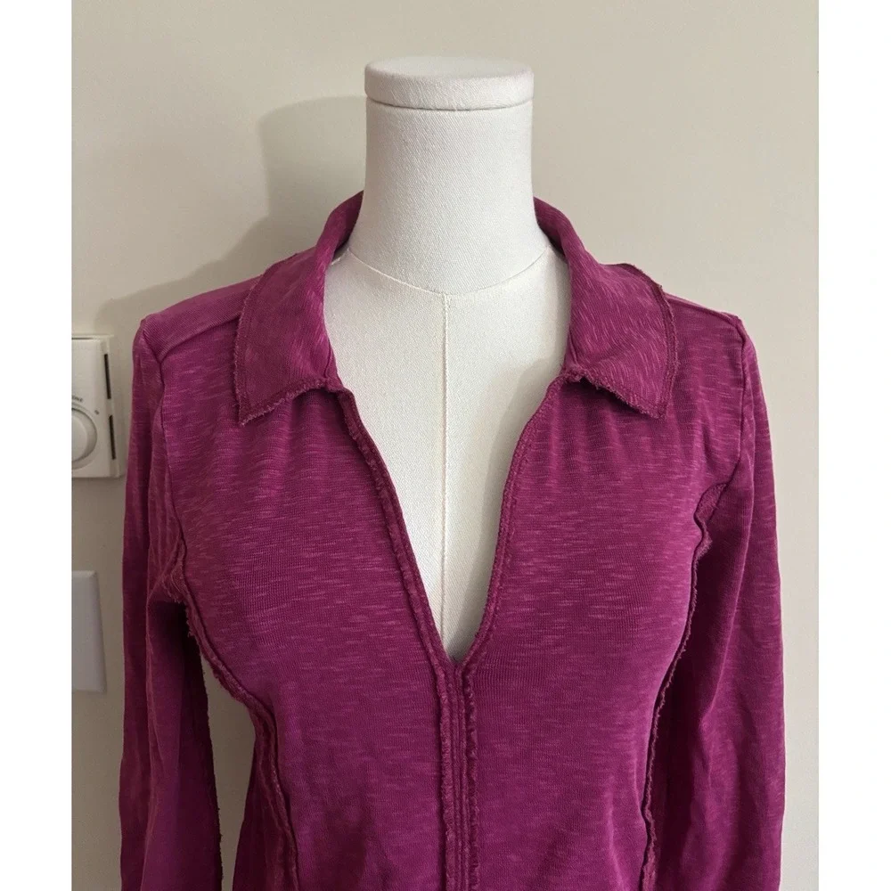 Anthropologie Pilcro Womens Small Collared Shirt Tight Slim Fit Bodycon Preppy - Picture 2 of 7